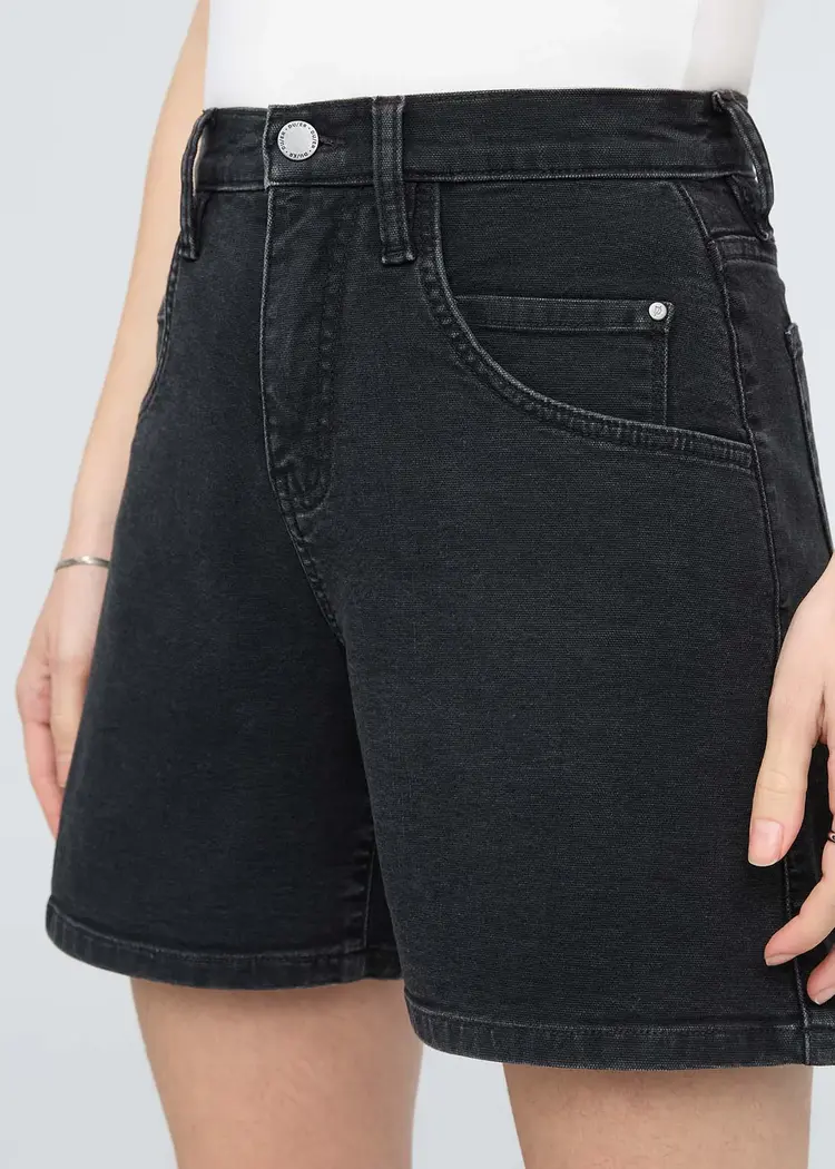 Du/er WOMEN'S STRETCH CANVAS HIGH RISE RELAXED SHORT