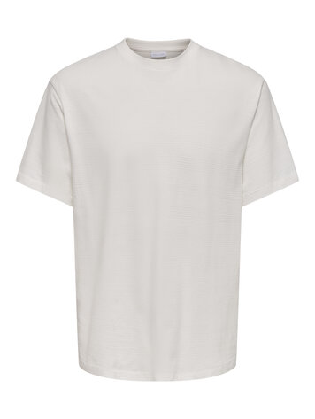 Only & Sons MEN'S BANE RLX SHORT SLEEVE STRUCT STRIPE TEE CLOUD DANCER