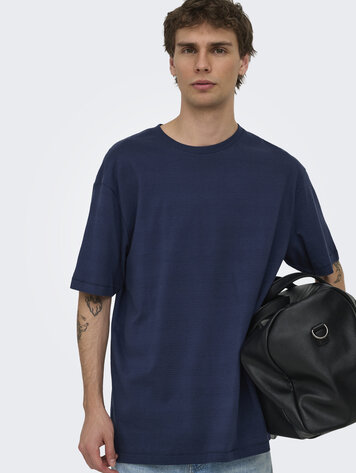 Only & Sons HOMMES BANE RLX SHORT SLEEVE STRUCT STRIPE TEE NAVAL ACADEMY