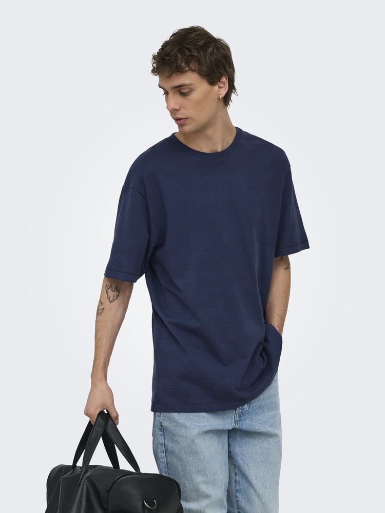 Only & Sons MEN'S BANE RLX SHORT SLEEVE STRUCT STRIPE TEE