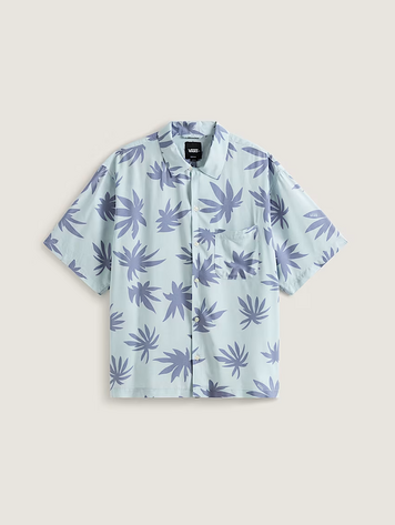 Vans MEN'S VAN DOREN PRINTED CAMP SHORT SLEEVE SHIRT DAWN MIST BLUE