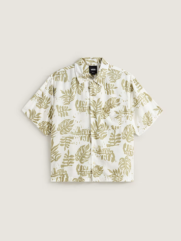 Vans MEN'S VAN DOREN PRINTED CAMP SHORT SLEEVE SHIRT SOFT SAGE GREEN