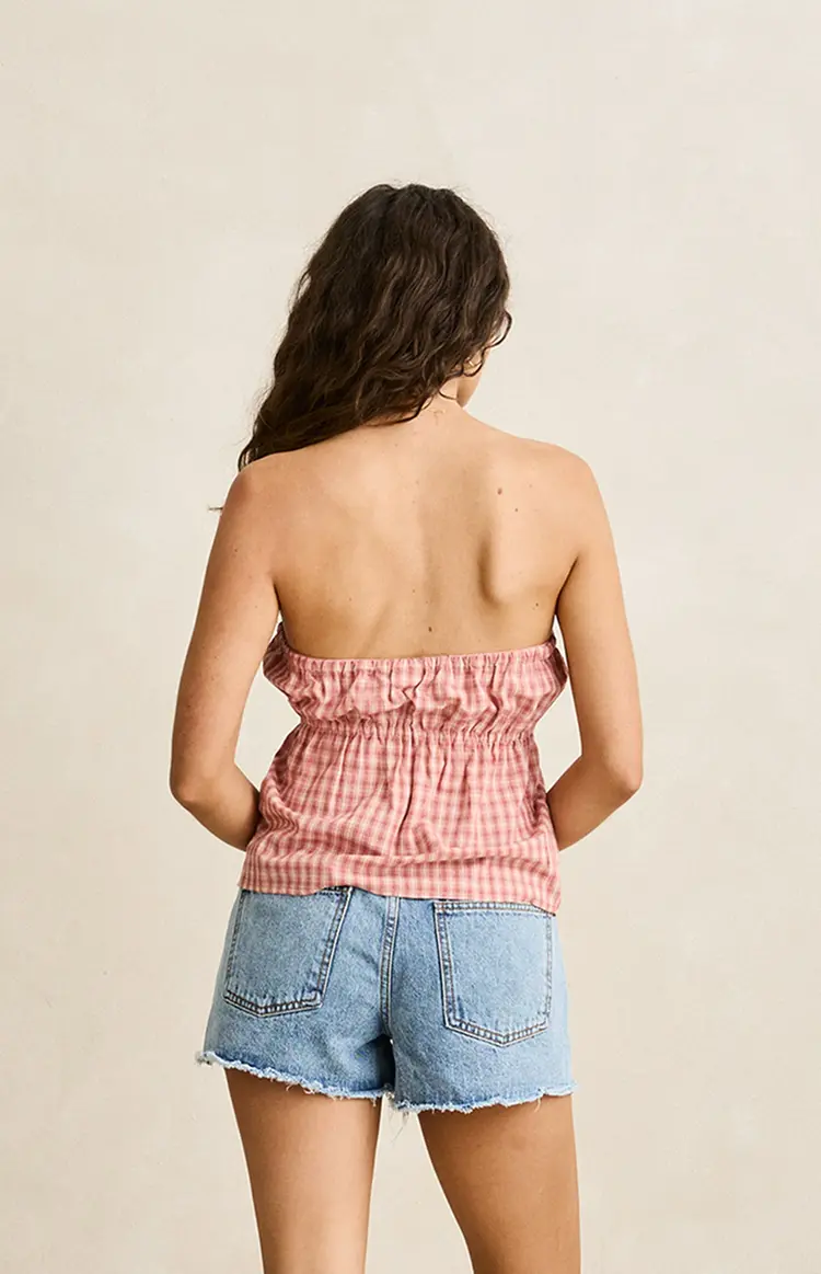 Rhythm WOMEN'S KIRRA CHECK STRAPLESS TOP