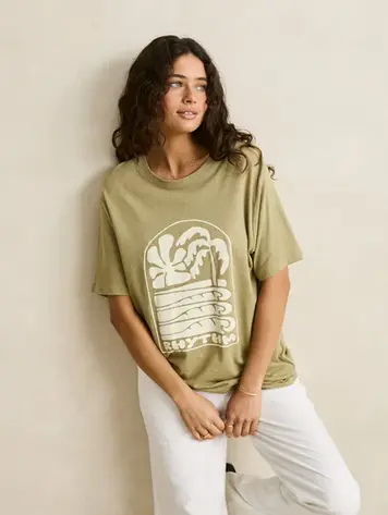 Rhythm FEMMES PALM AND SUN OVERSIZED T-SHIRT SAGE