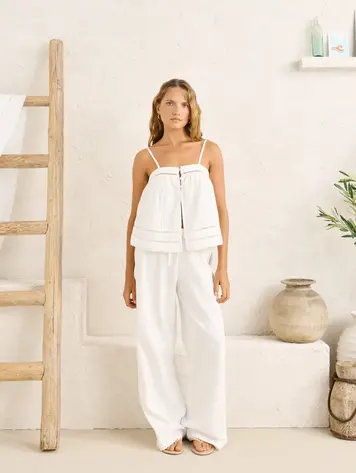 Rhythm FEMMES MACY SCALLOP TOP WHITE