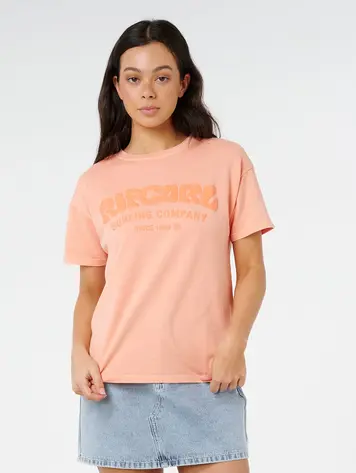 RIP CURL WOMEN'S SURF PUFF PARTY PACK RELAXED TEE PAPAYA
