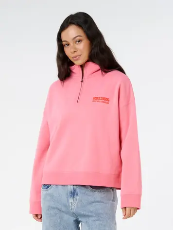 RIP CURL WOMEN'S SURF PUFF 1/4 ZIP PINK
