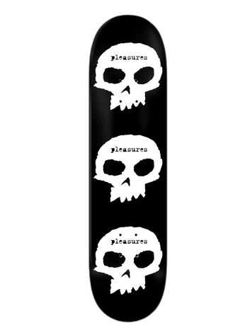 Zero skateboards X PLEASURES 3 SKULL SKATEBOARD DECK 8.25"