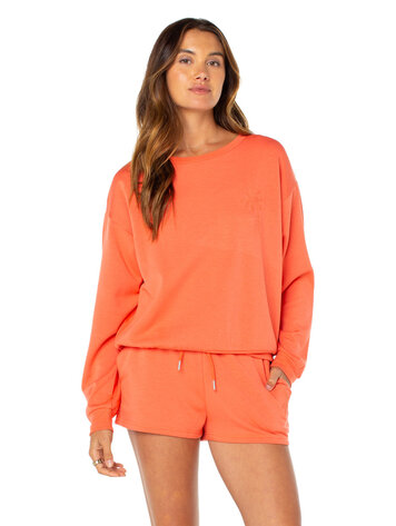 Roxy FEMMES SURFING BY MOONLIGHT TOP HOT CORAL FOGGY PALM EMB