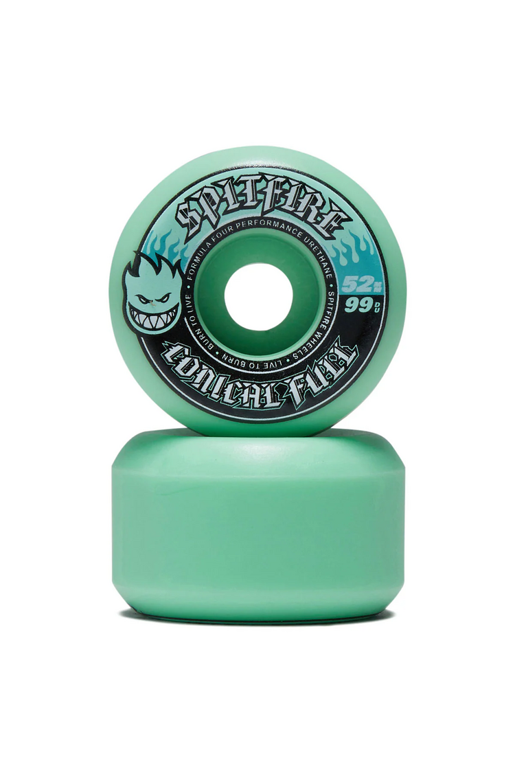 Spitfire F4 99 TEAM COLOR PACK CONICAL FULL SKATEBOARD WHEELS TEAL 52mm