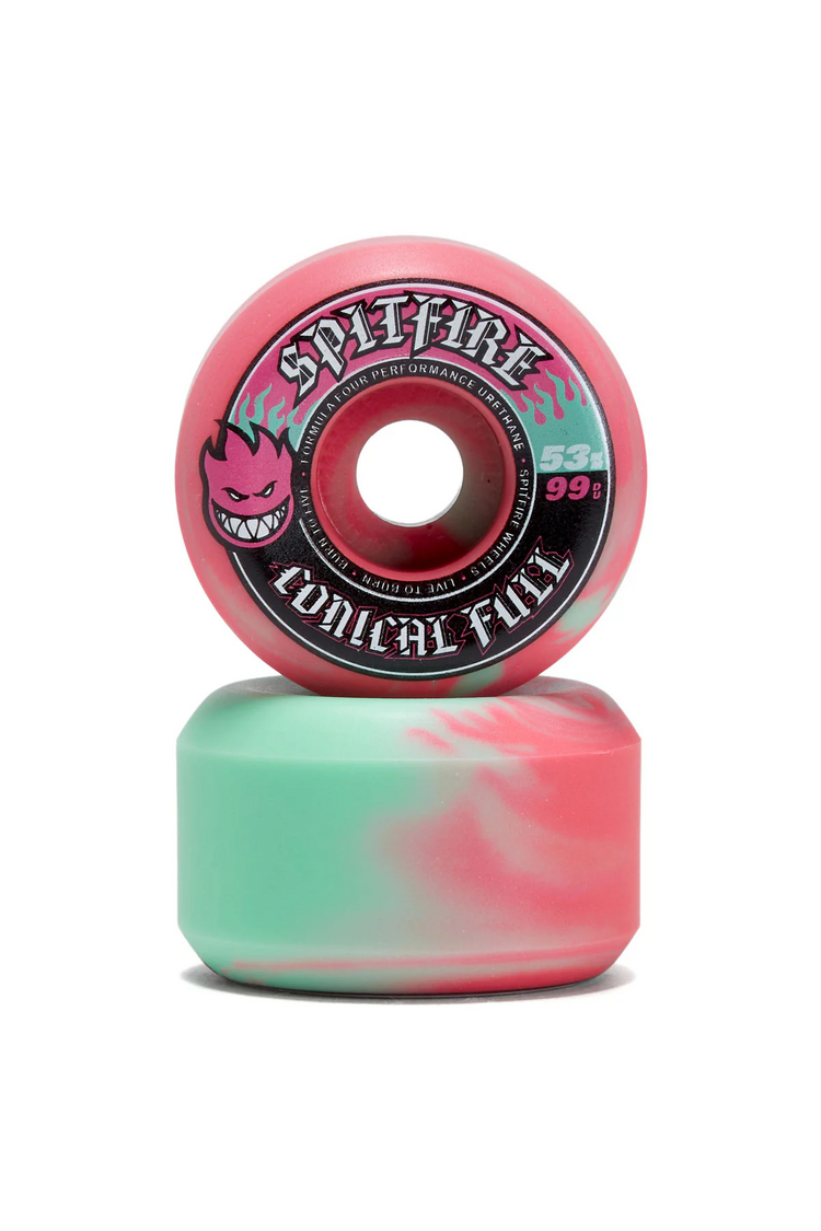 Spitfire F4 99 TEAM COLOR PACK CONICAL FULL WHEELS TEAL/PINK SWIRL 53mm