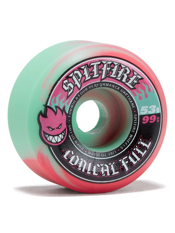 Spitfire F4 99 TEAM COLOR PACK CONICAL FULL WHEELS TEAL/PINK SWIRL 53mm
