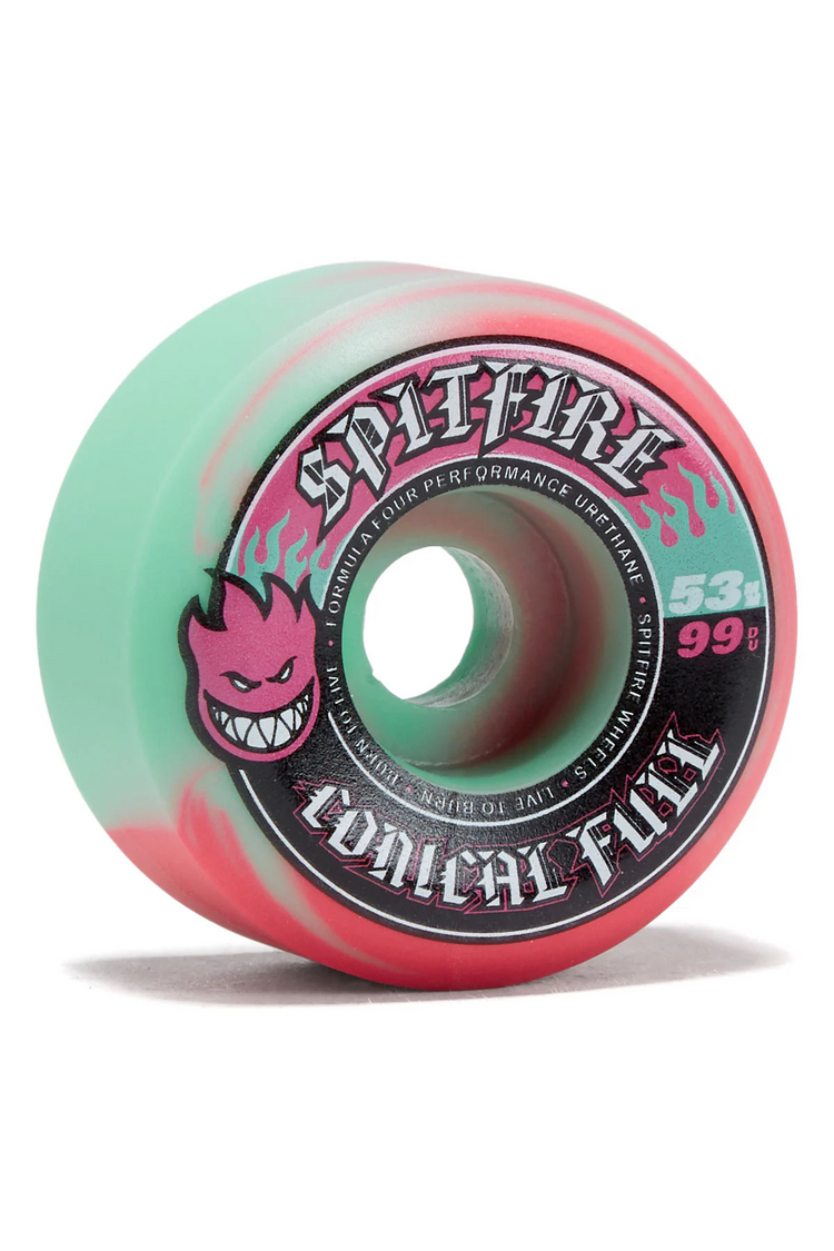 Spitfire ROUES F4 99 TEAM COLOR PACK CONICAL FULL TEAL/PINK SWIRL 53mm