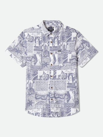 Brixton HOMMES CHARTER PRINT SHIRT NAVY/WHITE COLLAGE