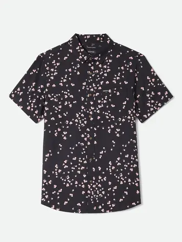 Brixton HOMMES CHARTER SLUB SHIRT BLACK/PINK