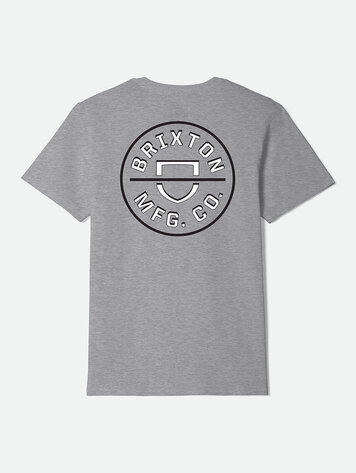 Brixton MEN'S CREST II STANDARD T-SHIRT HEATHER GREY/WHITE/BLACK