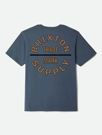 Brixton HOMMES OATH V STANDARD T-SHIRT OCEAN BREEZE/LIGHT BROWN/BLACK