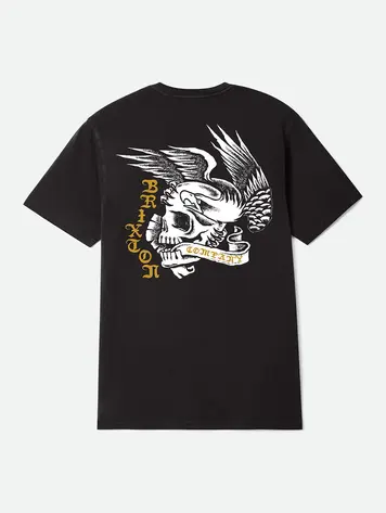 Brixton HOMMES WOLCOTT STANDARD T-SHIRT BLACK WORN WASH