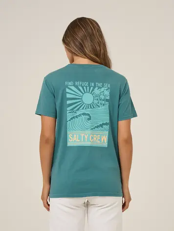 Salty crew WOMEN'S RISE AND SMILE BOYFRIEND TEE TEAL