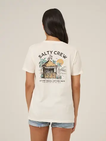 Salty crew FEMMES BEACH HUT BOYFRIEND TEE OFF WHITE