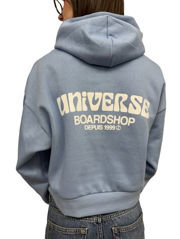Universe Boardshop WOMEN'S BULLE CROPPED DROP SHOULDER HOODIE SKY BLUE