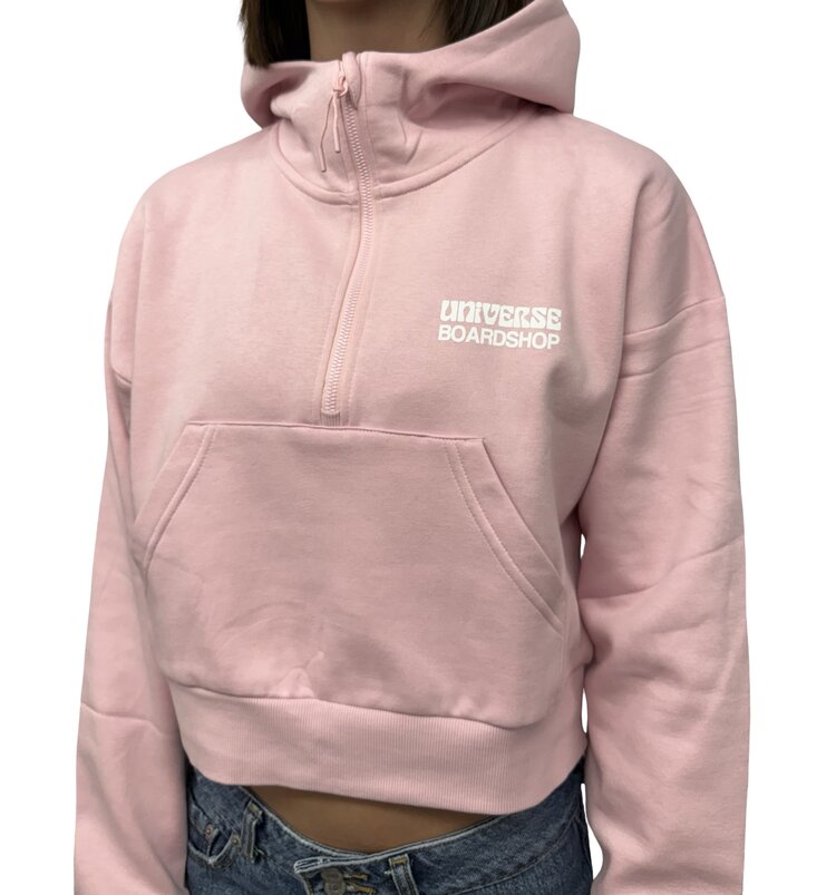 Universe Boardshop WOMEN'S BULLE CROPPED DROP SHOULDER 1/2 ZIP HOODIE