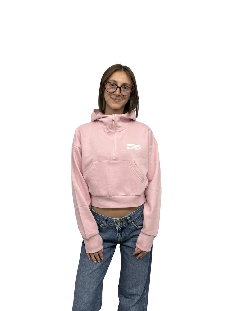 Universe Boardshop WOMEN'S BULLE CROPPED DROP SHOULDER 1/2 ZIP HOODIE