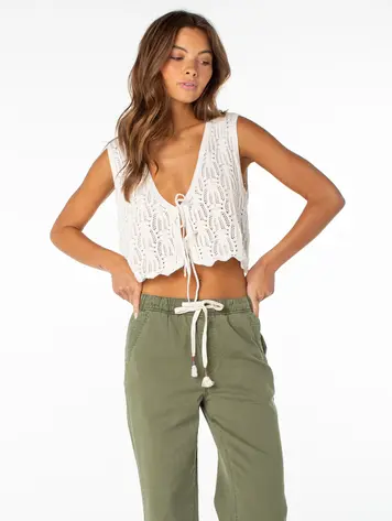 Roxy FEMMES BEACH BOUND CROCHET VEST DEW SOLID