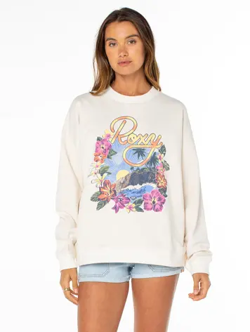 Roxy WOMEN'S LINEUP OVERSIZED CREW DEW SURFN