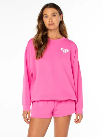 Roxy WOMEN'S SURFING BY MOONLIGHT LOGO TOP SHOCKING PINK HEY GIRL
