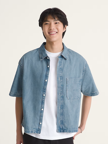 Vans HOMMES CYRUS STRAIGHT HEM DENIM SHIRT STONEWASH BLUE