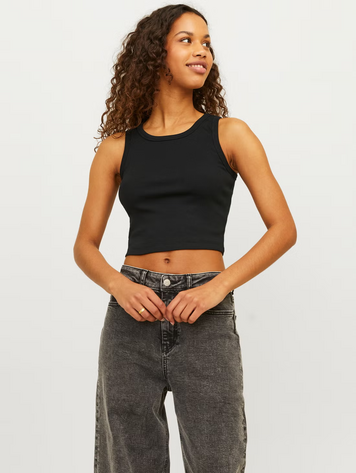 JJXX WOMEN'S JXFALLON RIB TOP BLACK