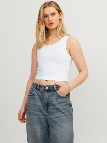 JJXX WOMEN'S JXFALLON RIB TOP BRIGHT WHITE