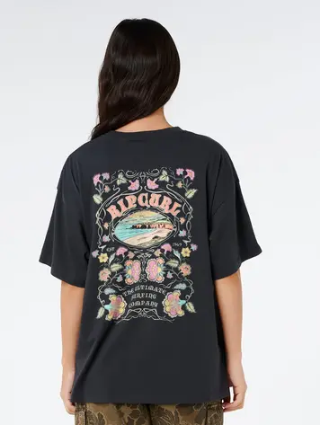 RIP CURL FEMMES HALF MOON BAY HERITAGE TEE WASHED BLACK