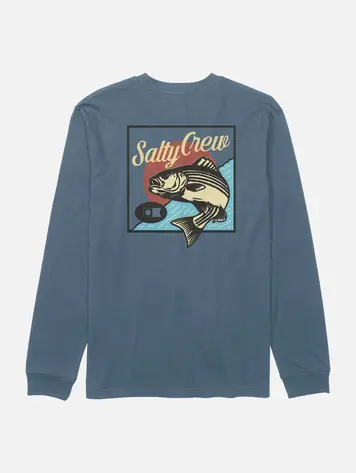 Salty crew MEN'S STRIPED LS TEE SLATE