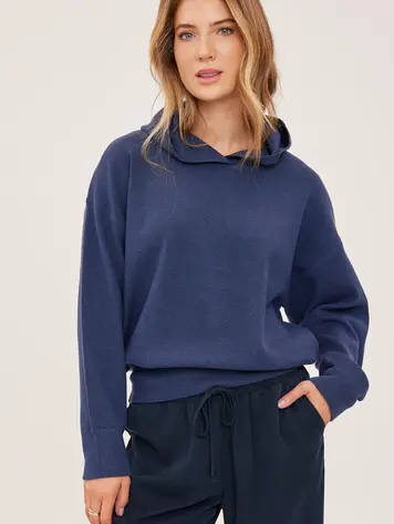 Gentle fawn WOMEN'S GRAYSON HOODED SWEATSHIRT HEATHER NAVY