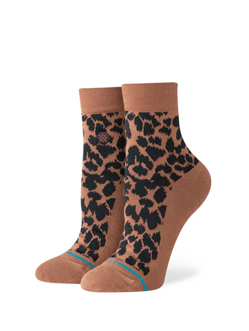 Stance WOMEN'S LOVE LEOPARD LOWRIDER SOCKS BROWN
