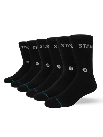 Stance HOMMES ORIGIN CREW SOCKS 6 PACK BLACK