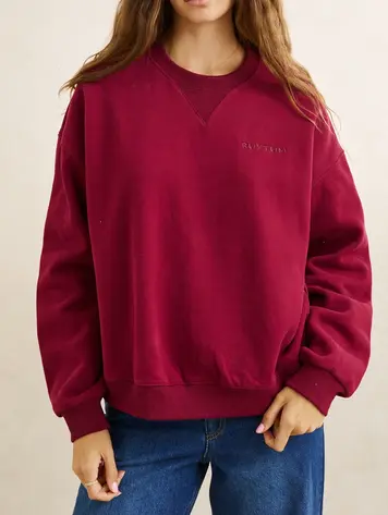 Rhythm WOMEN'S EVERYDAY CREW NECK FLEECE PLUM