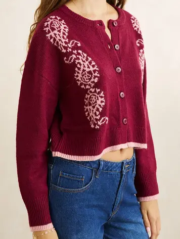 Rhythm WOMEN'S SANDY CROP CARDIGAN PLUM