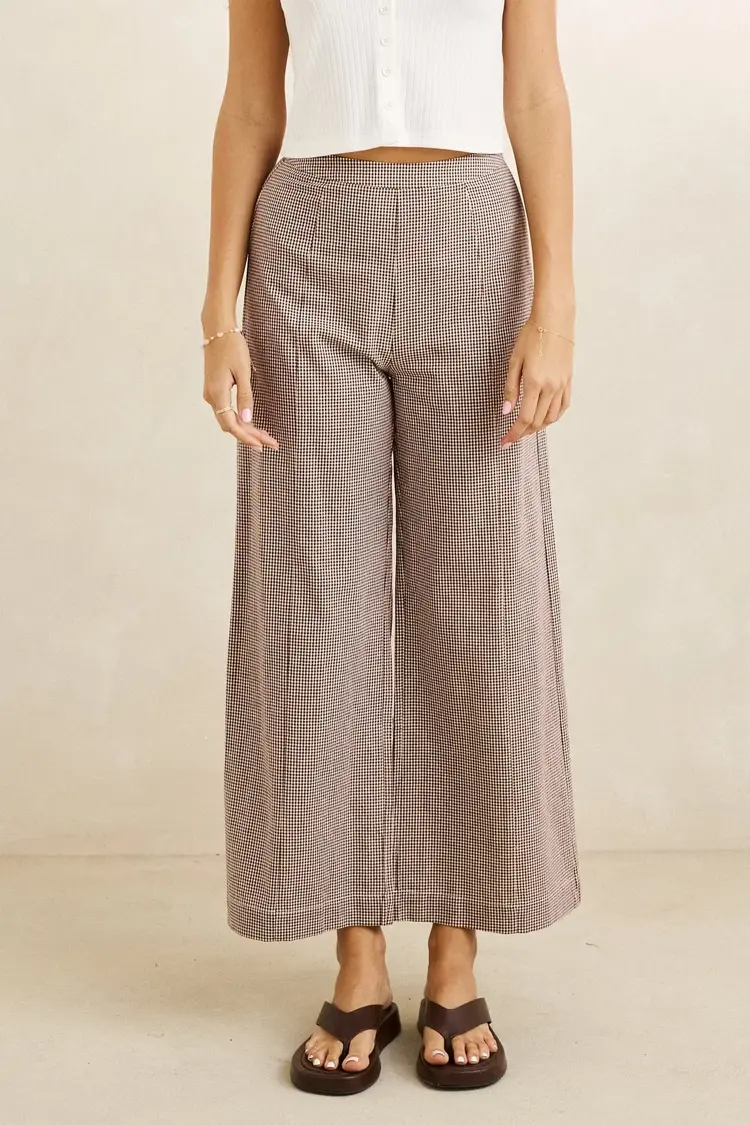 Rhythm FEMMES LONDON CHECK WIDE LEG PANTS
