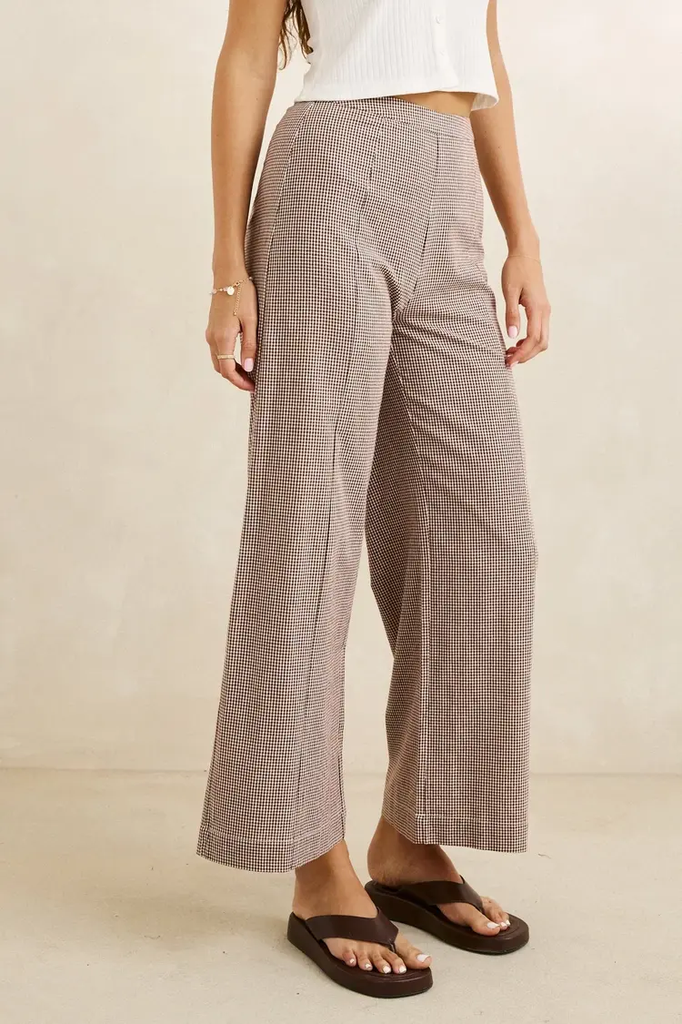 Rhythm FEMMES LONDON CHECK WIDE LEG PANTS
