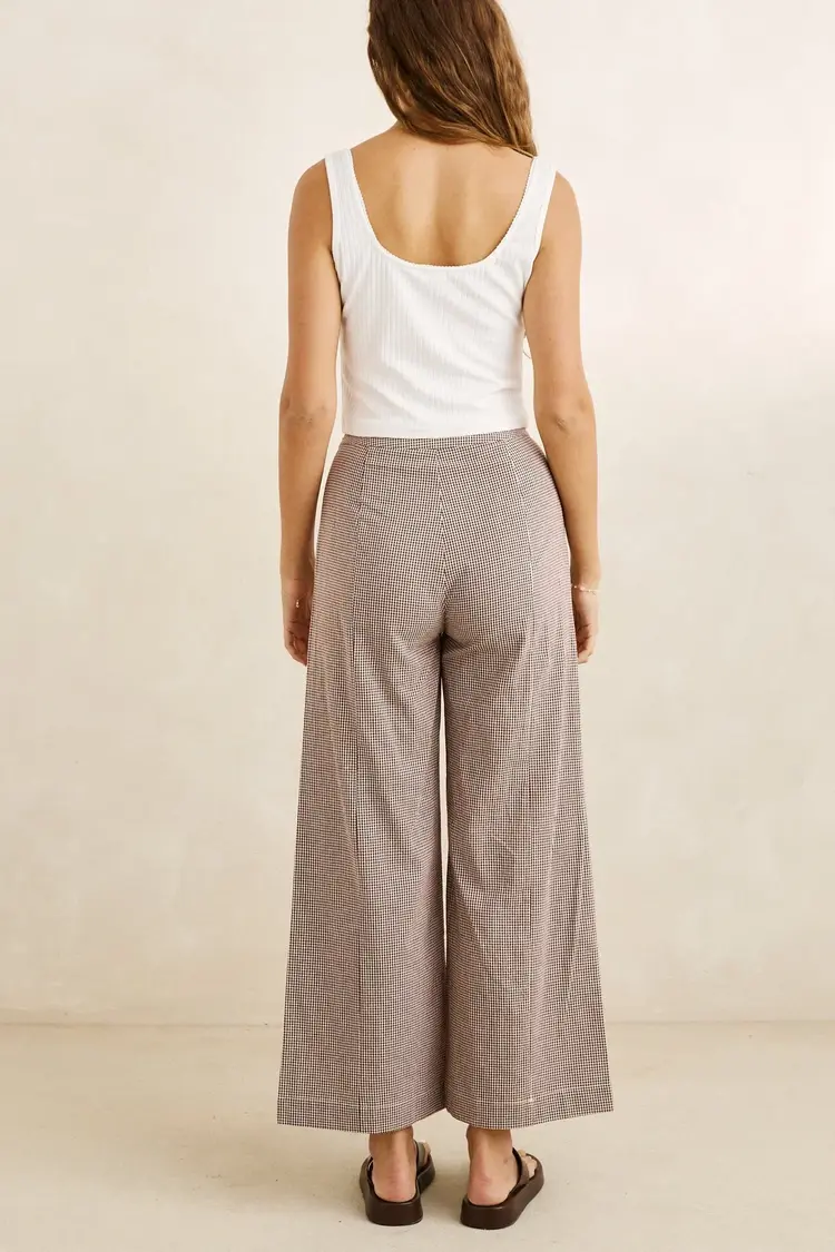 Rhythm WOMEN'S LONDON CHECK WIDE LEG PANTS