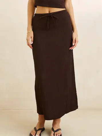 Rhythm FEMMES INDIE MAXI SKIRT CHOCOLATE