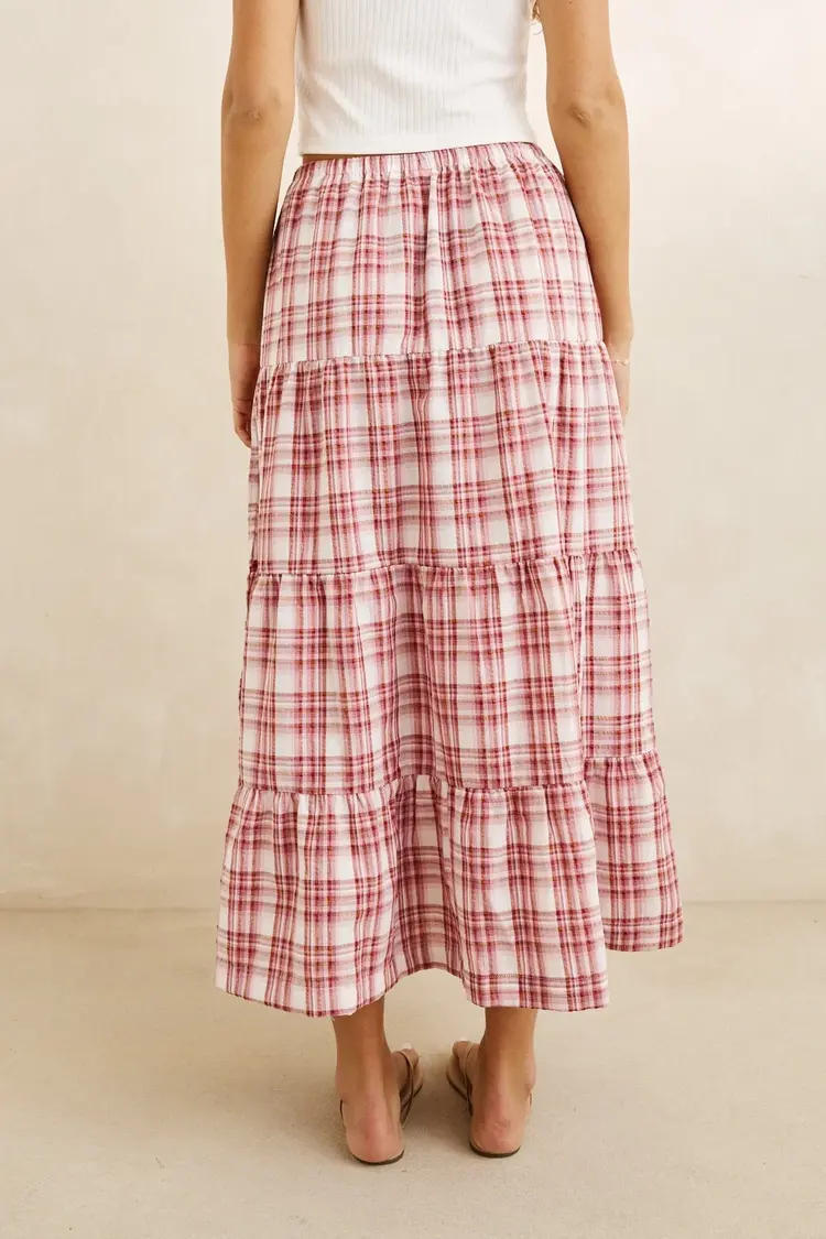 Rhythm WOMEN'S CHELSEA CHECK TIERED MAXI SKIRT