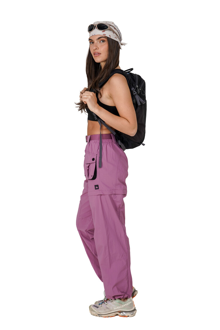 Notice the reckless WOMEN'S BURGUNDY ZIP-OFF PANTS