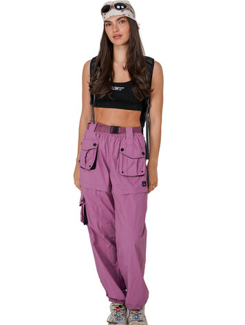 Notice the reckless WOMEN'S BURGUNDY ZIP-OFF PANTS