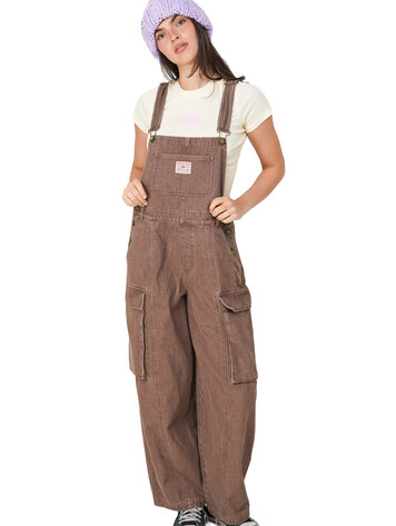 Notice the reckless WOMEN'S COFFEE BARREL OVERALLS