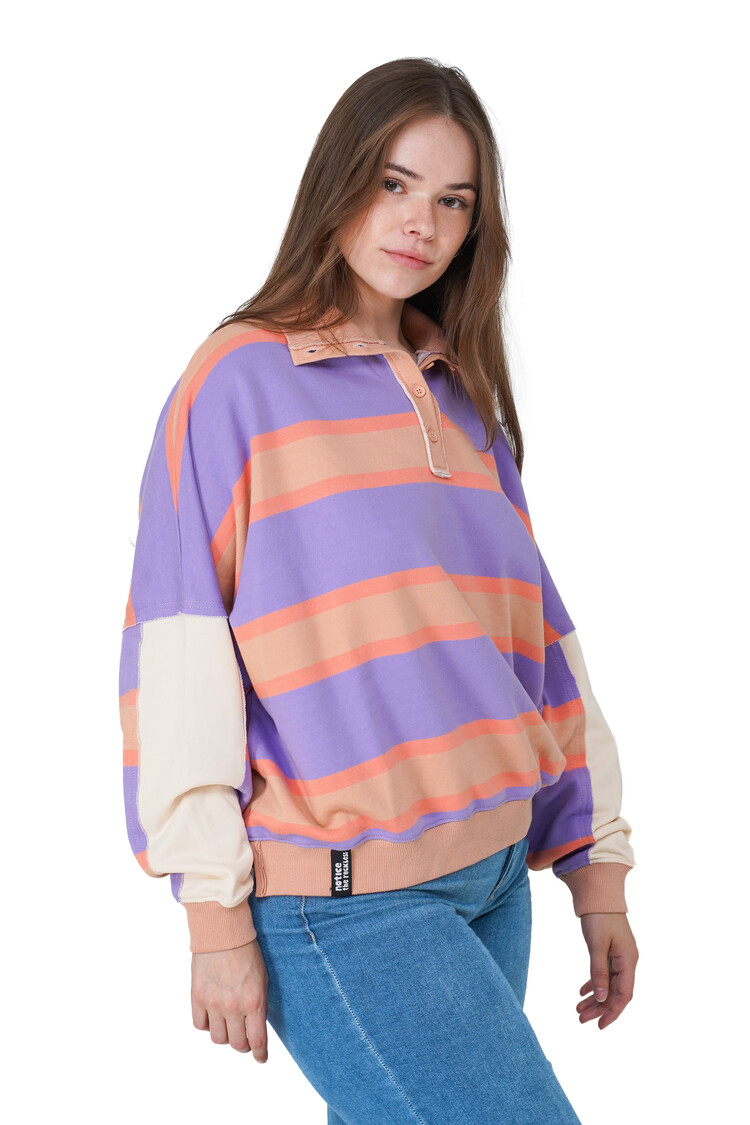 Notice the reckless WOMEN'S RETRO STRIPE POLO SHIRT