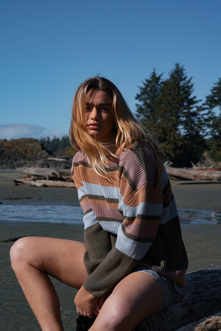 Notice the reckless WOMEN'S ARCTIC DUSK KNIT SWEATER